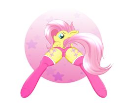 ass cameltoe canisterpony fluttershy_(mlp) friendship_is_magic my_little_pony non-anthro panties pink_panties presenting solo stockings straight_hair