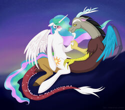 blush discord_(mlp) equine female friendship_is_magic hasana-chan horse male my_little_pony princess_celestia_(mlp) sex straight straight_hair