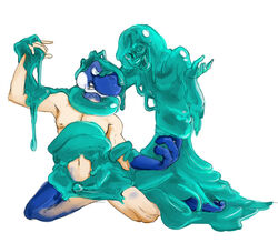 amadeusvirus blue_skin blue_yoshi color creature erection forced goo human male mario_(series) monster penis tentacle transformation what yoshi