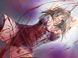 blood female gore guro houkai_jokyoko murder one-piece_swimsuit school_swimsuit swimsuit