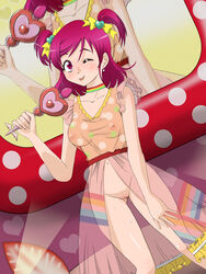 bow censored clothing hanamiya_mitsuhiko magenta_hair precure pretty_cure pussy see-through see-through_clothing small_breasts wohana_gokoro yes!_precure_5 yes!_pretty_cure_5 yumehara_nozomi