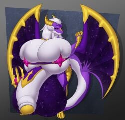 anthro balls big_balls big_breasts big_penis breasts clothing cosmic_balls cosmic_wings darkshasion_(artist) dragon galaxius_(ayameawoo) genitals herm hi_res huge_balls huge_breasts huge_cock hyper hyper_balls hyper_breasts hyper_genitalia hyper_penis intersex muffin_top mythological_creature mythological_scalie mythology penis scalie solo thick_thighs tight_clothing