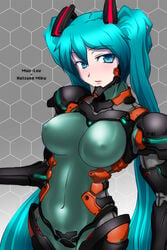 1girls blue_hair bodysuit breasts hatsune_miku looking_at_viewer muv-luv muv-luv_alternative nipples solo vocaloid