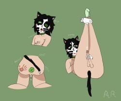 cat_ears cat_tail cum cum_in_toy cumshot fleshlight kissing musician peter_criss petplay real_person submissive_male tail_plug the_catman_(character)