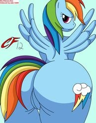 2012 ass chrono-fur cutie_mark equine female friendship_is_magic frown hair looking_back mane multicolored_hair my_little_pony nude pegasus pussy rainbow_dash_(mlp) rainbow_hair rainbow_tail straight_hair wings