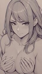 1girls ai ai_generated ai_hands breast_grab breast_squeeze breasts female female_only fiora fiora_(xenoblade) long_hair looking_at_viewer monochrome monolith_soft naked naked_female nintendo nude nude_female quinzo11 self_upload xenoblade_(series) xenoblade_chronicles xenoblade_chronicles_(series)