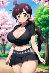 1girls ai_generated big_breasts breasts chloe_(pokemon) cleavage collarbone female pokemon pokemon_journeys ryuzam solo