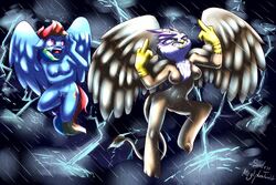 2012 anthro anthrofied avian beak breasts cutie_mark equine female flying friendship_is_magic gilda_(mlp) gryphon hair horse lightning middle_finger multicolored_hair my_little_pony nipples nude pegasus pony pussy rainbow_dash_(mlp) rainbow_hair siden sky smile storm straight_hair the_finger wings