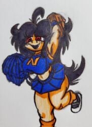 1girls ass ass big_ass big_breasts big_butt black_hair breasts cheerleader cheerleader_outfit cheerleader_uniform female female_only krala_ulti long_black_hair long_hair needlemouse_(series) pom_poms red_sclera sarah_henderson_(needlemouse) shoes skirt socks thick_thighs thighs