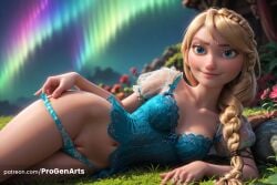 1girls ai_generated aqua_panties artist_name astrid_hofferson aurora blonde_hair blue_eyes blue_panties blurry blurry_background braid breasts cleavage closed_mouth collarbone dreamworks flower grass groin hair_over_shoulder hi_res how_to_train_your_dragon lace_trim lingerie lips long_hair looking_at_viewer lying medium_breasts navel night nose on_side outdoors panties panty_pull patreon_username progenarts puffy_short_sleeves puffy_sleeves pulled_by_self pussy pussy_peek rock see-through see-through_sleeves short_sleeves single_braid smile solo uncensored underwear web_address