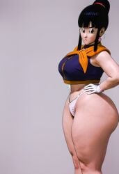 ai_generated bbw bbw_mom caked_up chi-chi_(dragon_ball) chichi chubby_female doughy_ass dragon_ball dragon_ball_z high_waisted_thong huge_ass huge_breasts milf mommy mommy_kink plump_ass posing_for_the_viewer thick_butt thick_thighs thunder_thighs white_panties