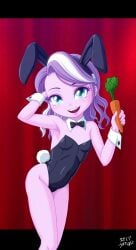 1girls bunny_ears bunny_girl bunny_tail bunnysuit carrot diamond_tiara_(mlp) equestria_girls holding_object looking_at_viewer my_little_pony only_female smile uotapo