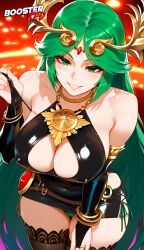 1girls adjusting_panties ai_generated bare_shoulder bodycon boosterred99 bridal_gauntlets cameltoe cleavage clothing_cutout covered_navel covered_nipples cutout dress female female_only green_eyes green_hair jewelry kid_icarus kid_icarus_uprising large_breasts latex_panties leaning_forward long_hair nintendo palutena palutena_(cosplay) post-timeskip ring seductive_smile shiny_clothes side-tie_panties side_locks sideboob skirt solo stockings tiara underboob wavy_hair