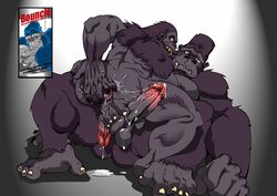 after_sex anus ape balls cum cum_in_ass cum_inside dripping gay gorilla kupopo male messy muscles penis tomcat_(artist)