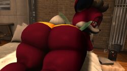 1boy 1male anthro ass ass_focus big_ass big_butt big_thighs bubble_ass bubble_butt butt_focus chip_(sonic) doppoarts femboy furry huge_ass huge_butt huge_thighs hyper_ass laying_down laying_on_bed looking_at_viewer looking_back panties red_fur sega solo sonic_(series) sonic_the_hedgehog_(series) yellow_panties