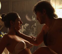 3d dina_(the_last_of_us) grabbing hairy_chest jesse_(the_last_of_us) male/female the_last_of_us the_last_of_us_2