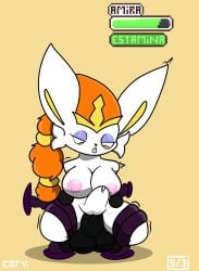 amira_o'neil anthro balls big_breasts big_penis black_body breasts cinderace drawcat13 duo female gameplay_mechanics generation_7_pokemon generation_8_pokemon genitals gui health_bar hi_res male male/female mimikyu nintendo penetration penis pokemon pokemon_(species) spanish_text text vaginal_penetration vaginal_penetration white_body