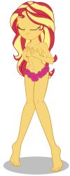 beautiful breasts closed_eyes equestria_girls female flower_bikini flower_skirt hasbro my_little_pony nudity sunset_shimmer touching_breast