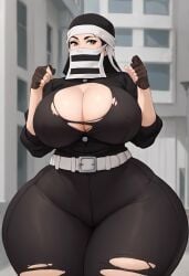 ai_generated bbw chubby_female curvaceous curvy_figure huge_ass kakushi_(kimetsu_no_yaiba) kimetsu_no_yaiba looking_back masked_female presenting_hindquarters shortstack thick_thighs thunder_thighs