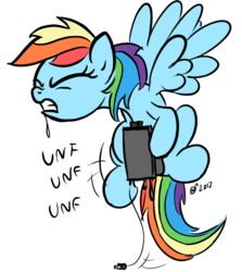 2012 blue_fur drooling english_text equine female feral friendship_is_magic hair horse multicolored_hair my_little_pony pegasus plug pony rainbow_dash_(mlp) rainbow_hair saliva sex solo sound_effects text toaster wings