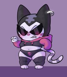 angry anthro blush chibi clothing feline female legwear meme_clothing nyanmi_(sanrio) onegai_my_melody outfit_swap panties sanrio solo sunglasses underwear