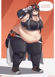 1girl 1girls bbw belly belly_button big_belly black_hair black_hair_female breasts chubby chubby_female exposed_fat_belly fat fat_girl fat_woman female female_focus female_only goggles goggles_on_forehead grace_howard hoyoverse light-skinned_female light_skin mihoyo mihoyo_technology_(shanghai)_co._ltd. nepirou orange_eyes orange_eyes_female overweight overweight_female solo solo_female solo_focus standing thick_legs thick_thighs zenless_zone_zero