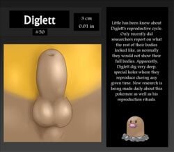 2015 balls diglett english_text erection feral male male_only mammal mole nintendo penis pokedex pokemon solo text video_games zekromlover