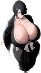 1girls artist_request belt big_breasts black_hair black_robe bleach blue_eyes breast_focus breasts_focus female female_only gigantic_breasts hair_over_eye hair_over_eyes hair_over_one_eye hakama hakama_skirt huge_breasts hyper hyper_breasts long_skirt oc original original_character robe robes short_hair skirt smile smiling smirk smirking smug smug_expression smug_face smug_smile sole_female tagme tagme_(character) tied twitter_link white_background