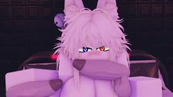 1girls 2boys 3d artist_request big_breasts breasts disembodied_penis female heterochromia male penis roblox robloxian sex source_request tagme