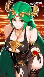 1girls adjusting_panties ai_generated bare_shoulder bodycon boosterred99 bridal_gauntlets cameltoe cleavage clothing_cutout covered_navel covered_nipples cutout dress female female_only green_eyes green_hair jewelry kid_icarus kid_icarus_uprising large_breasts latex_panties leaning_forward long_hair nintendo palutena palutena_(cosplay) post-timeskip ring seductive_smile shiny_clothes side-tie_panties side_locks sideboob skirt solo stockings tiara underboob wavy_hair