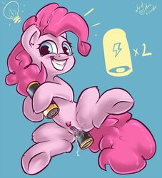 2012 anal anal_insertion anal_sex atryl batteries equine female feral friendship_is_magic hair horse insertion masturbation my_little_pony penetration pink_hair pinkie_pie_(mlp) plain_background pony pussy smile solo