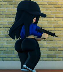 1girls 3d ass big_ass breasts brunetterr34 clothed clothing goes_hard gun roblox robloxian rr34builder tagme uzi