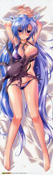 armpits arms_up barefoot bikini blue_hair breast_slip cal_ruslan dakimakura feet female high_resolution huge_filesize implied_penetration komatsu_eiji molestation octopus one_breast_out purple_bikini purple_eyes shirogane_no_cal_to_soukuu_no_joou swimsuit tentacle tentacles_under_clothes