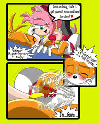 amy_rose anthro blue_eyes canine dialog dx_face femdom fox green_eyes grope hair hedgehog imminent_orgasm mammal penetration pink_hair rubbing sammy_stowes sega sex sonic_(series) tails