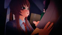 3d 3d_animation animated blowjob cum_in_mouth cum_inside doki_doki_literature_club fellatio green_eyes handjob koikatsu light_brown_hair mashirosolera mc_(doki_doki_literature_club!) monika_(doki_doki_literature_club) no_sound oral orgasm sex tagme video white_ribbon