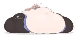 1girls 2024 belly_bigger_than_head belly_button big_breasts color doki_doki_literature_club fat fat_belly fat_thighs green_eyes huge_belly monika_(doki_doki_literature_club) monobutt o-bisu overweight overweight_female ponytail skirt ssbbw tagme thighhighs weight_gain