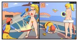 accidental_exposure ass blonde_hair blush dragon_quest dragon_quest_viii eight_(dragon_quest) embarrassed embarrassed_nude_female enf exposed_ass exposed_breasts exposed_pussy forced_exposure hero_(dq8) humiliation metroid naked nintendo outdoor_nudity oz_the_freak public public_exposure public_humiliation public_nudity samus_aran smash_ball super_smash_bros. wardrobe_malfunction