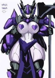 1girls big_breasts breasts female hammer hasbro huge_breasts large_breasts pasties robot solo solo_female solus_prime tagme thick_thighs thighs transformers waaka_horror