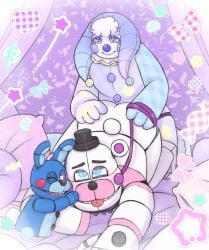 2024 ahe_gao ahegao_face alternate_version_at_source alternate_version_available anal anal_sex animatronic animatronics anthro anthro_penetrated ass ass_up bear bear_ears bear_tail blue_body blue_eyes bunny bunny_ears bunny_tail buttons clown clown_costume clown_makeup clown_nose color colored cross-eyed five_nights_at_freddy's five_nights_at_freddy's:_sister_location fnaf funtime_freddy_(fnafsl) hands_on_ass hands_on_hips hat heart-shaped_pupils jester_cap jester_hat lagomorph leash leash_and_collar leporid looking_at_another looking_pleasured oc on_bed on_hands_and_knees original_character pastel pastel_colors pink_eyes puppet_bonnie_(fnafsl) purple_eyes rabbit rabbit_ears rabbit_tail robot robot_joints scottgames sex sona spaceandroids submissive submissive_anthro submissive_male threesome tongue tongue_out white_body white_hair wink winking