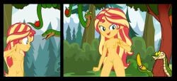 adam_and_eve breasts casual catholic christianity comic completely_nude equestria_girls eve female fruit garden_of_eden human my_little_pony nipples nude_female nudist nudity pale_skin public_domain serpent snake sunset_shimmer vagina vulva