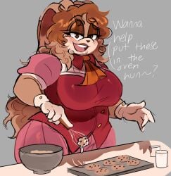 bbw big_breasts big_lips chubby cookies cooking curly_hair dialogue gloves lips plump_lips sabobonds sonic_(series) tagme vanilla_the_rabbit wide_hips