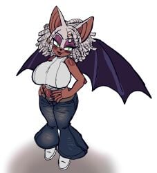 1girls anthro bat bat_wings big_breasts blush chiropteran dark-skinned_female dark_skin female furry green_eyes hentae(artist) kailewds mobian_(species) rouge_the_bat smile sonic_(series) wings