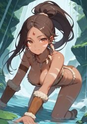 1female 1girls abs ai_generated boob_focus breast_focus brown_hair brown_hair_female bust_focus chest_focus dark-skinned_female dark_skin ear_piercing ear_piercings ear_ring ear_rings earring earrings female female_abs female_solo forehead_gem forehead_jewel forest forest_background gem_on_forehead hi_res high_res high_resolution highres jewel_on_forehead jungle jungle_background kneeling league_of_legends looking_at_viewer nidalee on_all_fours orange_eyes orange_eyes_female ponytail ponytail_female price_last(artist) riot_games shiny shiny_breasts shiny_skin skimpy skimpy_clothes skimpy_costume skimpy_outfit skimpy_panties skimpy_underwear solo_female solo_focus tooth_necklace tribal_markings tribal_tattoo tribal_tattoos