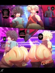 2boys anon ass big_ass big_butt blonde_hair brainwashed brainwashing butt clapping_cheeks fat_ass fat_butt feminization gay gay_domination green_hair heart heart-shaped_pupils huge_ass huge_butt humiliation hyper_ass hypnosis hypnotic_eyes izuku_midoriya katsuki_bakugou lipstick male male_only mind_control my_hero_academia onomatopoeia shounen_jump text text_bubble thick_ass thick_butt thick_thighs thunder_thighs twerk twerk_hypnosis twerking voluptuous voluptuous_male xscapism