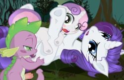 animal animated bcs buttercup_saiyan cutie_mark_crusaders dragon equine friendship_is_magic my_little_pony rarity_(mlp) smooth_skin spike spike_(mlp) sweetie_belle_(mlp) unicorn