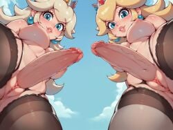 2futas ai_generated futa_only futa_sans_balls futanari mario_(series) nintendo princess princess_peach sinister_ai