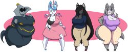 big_breasts breasts cleavage dee(dewwydartz) desire_(dewwydartz) dewwydarts dewwydartz dusknoir eeveelution female furry huge_breasts malice_(dewwydartz) may_(dewwydartz) pokemon pokemon_(species) sylveon thick_thighs wide_hips