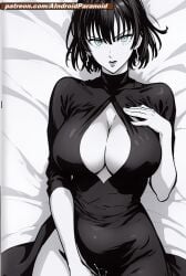 ai_generated aindroidparanoid black_and_white_drawing boots breasts fingering fubuki_(one-punch_man) hips huge_breasts large_breasts manga masturbation monochrome narrow_waist one-punch_man short_hair slim_waist stable_diffusion wide_hips