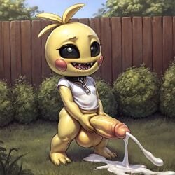 1:1 1futa 2d ai_generated animatronic anthro anthro_focus anthro_futa anthro_only backyard bare_legs big_balls big_cock big_penis black_collar black_sclera chains collar cum cum_on_ground cumshot_in_mouth five_nights_at_freddy's five_nights_at_freddy's_2 flat_chest futa_anthro futa_focus futa_only futanari krostyx masturbation noseless open_mouth partially_clothed partially_nude penis robot_girl sharp_teeth shirt small_but_hung smaller_futanari solo solo_anthro solo_focus solo_futa standing teeth toy_chica_(fnaf) video_games white_eyes white_shirt yellow_bandanna yellow_body yellow_penis yellow_skin young younger_futanari