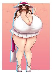 1girl 1girls artist_name big_breasts breasts brunette brunette_hair cleavage crysnickel enormous_breasts female female_focus female_only giant_breasts gigantic_breasts huge_breasts hyper_breasts large_breasts massive_breasts sole_female tagme thick_thighs thighs twitter_link